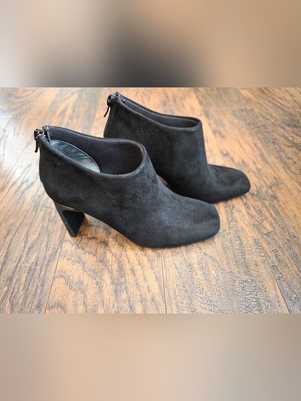 Alfani Black Suede Ankle Booties with Back Zipper
